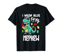 Me Pongo Azul para mi Sobrino Dinosaurio Dinosaurio Conciencia sobre el Autismo Camiseta