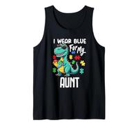 Me Pongo Azul para mi tía, Dinosaurio, Dinosaurio, Conciencia sobre el Autismo Camiseta sin Mangas
