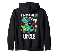 Me Pongo Azul para mi tío Dinosaurio Dino Concientización sobre el Autismo Sudadera con Capucha