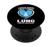 Me Pongo Blanco para la Conciencia del cáncer de pulmón de mi Abuela PopSockets PopGrip Adhesivo