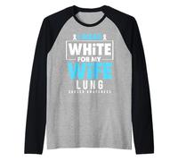 Me Pongo Blanco para la Conciencia del cáncer de pulmón de mi Esposa Camiseta Manga Raglan