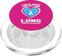 Me Pongo Blanco para la Conciencia del cáncer de pulmón de mi Hijo PopSockets PopGrip para MagSafe