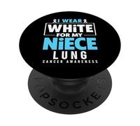Me Pongo Blanco para la Conciencia del cáncer de pulmón de mi Sobrina PopSockets PopGrip Adhesivo