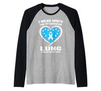 Me Pongo Blanco para mi Hija Concientización sobre el cáncer de pulmón Camiseta Manga Raglan