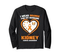 Me Pongo Naranja para la concienciación sobre el cáncer de riñón de mi Esposo Manga Larga