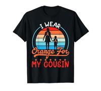 Me Pongo Naranja para mi Primo Leucemia Apoyo al Cáncer Familia Camiseta gráfica económica, Hombre, Negro, M