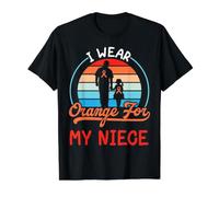 Me Pongo Naranja para mi tío partidario del cáncer de Leucemia Sobrina Camiseta gráfica económica, Hombre, Negro, XL