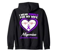 Me Pongo púrpura para la Conciencia del Dolor de Cabeza por migraña de mi Esposa Sudadera con Capucha