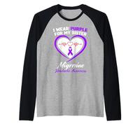 Me Pongo púrpura para la Conciencia del Dolor de Cabeza por migraña de mi Hermana Camiseta Manga Raglan