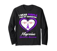 Me Pongo púrpura para la Conciencia del Dolor de Cabeza por migraña de mi Hija Manga Larga