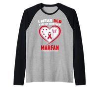 Me Pongo Rojo para la Conciencia del síndrome de mi Hermano Marfan Camiseta Manga Raglan