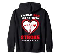 Me Pongo Rojo para mi Amigo Conciencia del accidente cerebrovascular Sudadera con Capucha