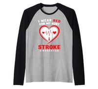 Me Pongo Rojo para mi tía Concientización sobre Accidentes cerebrovasculares Camiseta Manga Raglan