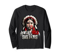 Me Pongo Rojo para mis Hermanas Native American Stop MMIW Mano roja Manga Larga