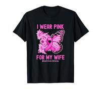 Me pongo rosa para la conciencia del cáncer de mama mariposa de mi esposa Camiseta