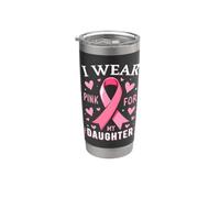 Me pongo rosa para la conciencia del cáncer de mi hija Vaso térmico de acero inoxidable de doble pared