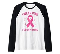 Me Pongo Rosa para la Conciencia del cáncer de mi Jefe Camiseta Manga Raglan