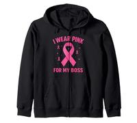 Me Pongo Rosa para la Conciencia del cáncer de mi Jefe Sudadera con Capucha
