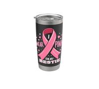 Me pongo rosa para la conciencia sobre el apoyo del cáncer de mi mejor amiga Vaso térmico de acero inoxidable de doble pared