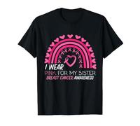 Me Pongo Rosa para la concienciación sobre el cáncer de Mama de mi Hermana Camiseta gráfica económica, Hombre, Negro, S