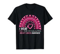 Me Pongo Rosa para la concienciación sobre el cáncer de Mama de mi Hija Camiseta gráfica económica, Hombre, Negro, S