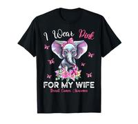 Me pongo rosa para mi esposa Elefante Concientización sobre el cáncer de mama Camiseta