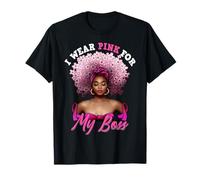 Me Pongo Rosa para mi Jefe Cáncer de Mama Mujer Negra Melanina Camiseta
