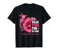 Me Pongo Rosa para mi mamá Girasol colibrí cáncer de Mama Camiseta