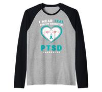 Me Pongo Verde Azulado para la Conciencia de mi Hija sobre el TEPT Camiseta Manga Raglan