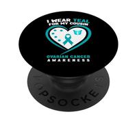 Me Pongo Verde Azulado para la Conciencia del cáncer de Ovario de mi Primo PopSockets PopGrip Adhesivo