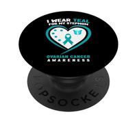 Me Pongo Verde Azulado para mi madrastra Concientización sobre el cáncer de Ovario PopSockets PopGrip Adhesivo