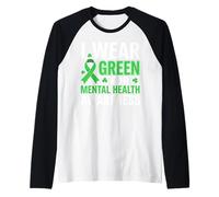 Me Pongo Verde para el Equipo de Apoyo a la concienciación sobre la Salud Mental Camiseta Manga Raglan