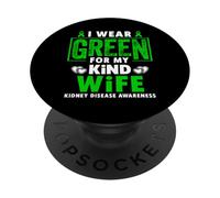 Me Pongo Verde para mi Esposa - Concientización sobre la Enfermedad renal PopSockets PopGrip Adhesivo