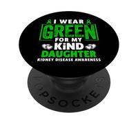 Me Pongo Verde para mi Hija - Concientización sobre la Enfermedad renal PopSockets PopGrip Adhesivo