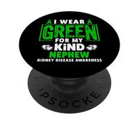 Me Pongo Verde para mi Sobrino - Concientización sobre la Enfermedad renal PopSockets PopGrip Adhesivo