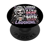 Me pregunté si Estoy Bien y Ambos empezamos a reírnos Graciosos PopSockets PopGrip Adhesivo