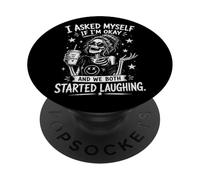 Me pregunté si Estoy Bien y Ambos empezamos a reírnos Graciosos PopSockets PopGrip Adhesivo