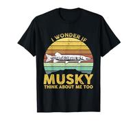 Me pregunto si almizcle piensa en mí Fisherman Funny Camiseta