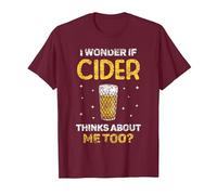 Me Pregunto Si Cider También Piensa En Mí Sidras Sidra Camiseta, Hombre, Granate, M