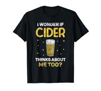 Me Pregunto Si Cider También Piensa En Mí Sidras Sidra Camiseta, Hombre, Negro, 5XL