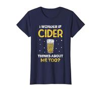Me Pregunto Si Cider También Piensa En Mí Sidras Sidra Camiseta, Mujer, Azul Marino, 3XL