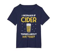 Me Pregunto Si Cider También Piensa En Mí Sidras Sidra Camiseta, Mujer Tallas Grandes, Azul Marino, 1XL Grande