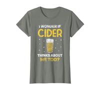 Me Pregunto Si Cider También Piensa En Mí Sidras Sidra Camiseta, Mujer, Verde Militar Jaspeado, L