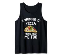 Me pregunto si la Pizza Piensa en mí Pizza Demasiado Divertida Camiseta sin Mangas