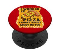 Me pregunto si la Pizza Piensa en mí también Pepperoni Pizza Corazón PopSockets PopGrip Adhesivo