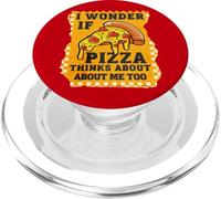 Me pregunto si la Pizza Piensa en mí también Pepperoni Pizza Corazón PopSockets PopGrip para MagSafe