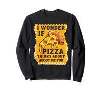 Me pregunto si la Pizza Piensa en mí también Pepperoni Pizza Corazón Sudadera