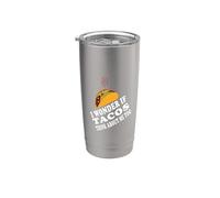 Me pregunto si los tacos también piensan en mí Vaso térmico de acero inoxidable de doble pared