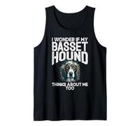 Me pregunto si mi Basset Hound también Piensa en mí Basset Hound Camiseta sin Mangas