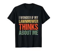 Me pregunto si mi cortacésped también Piensa en mí Camiseta gráfica económica, Hombre, Negro, M